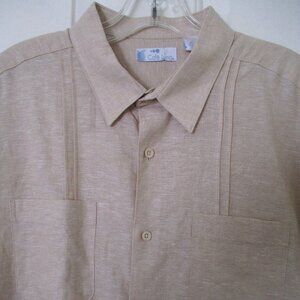 Cafe Luna Mens S/S Natural Linen Cotton Resortwear Casual Shirt NWOT- Size Large
